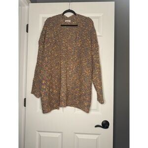Adora Marled Open Front Knit Cardigan Sweater Large